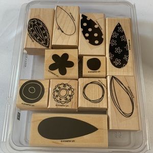 Stampin' Up PICK A PETAL Two-Step 2 Mounted Wood Stamp Set RETIRED